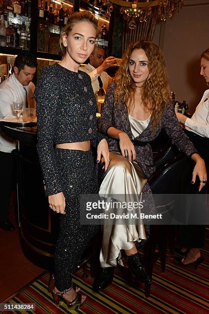 Sabine Getty and Alexia Niedzielski attend a private dinner hosted by Matchesfashion.com and Isa Arfen to celebrate London Fashion Week at Mark's...