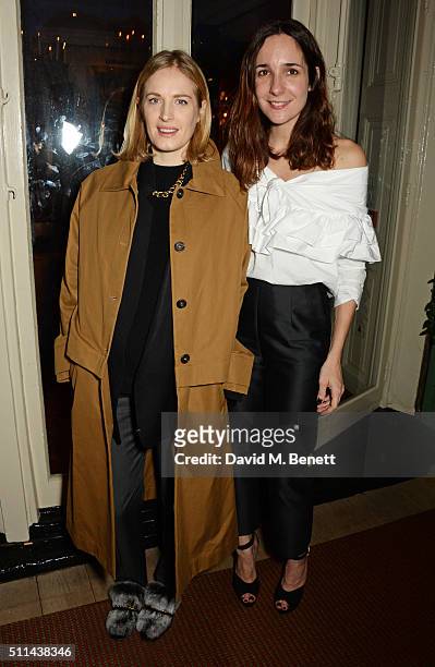 Polly Morgan and Serafina Sama attend a private dinner hosted by Matchesfashion.com and Isa Arfen to celebrate London Fashion Week at Mark's Club on...