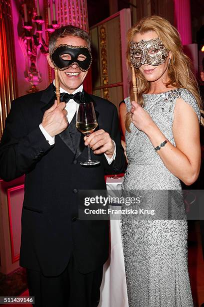 Andreas Brucker and Kirsten Roschlaub attend the Bal Masque 2016 on February 20, 2016 in Hamburg, Germany.