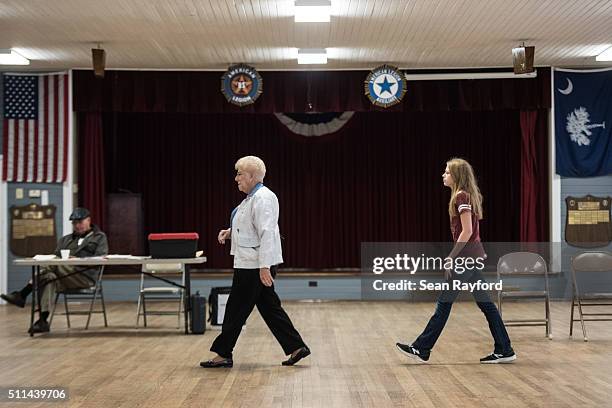 Republican primary voter arrives at a polling location, American Legion Post 7, on February 20, 2016 in Lexington, South Carolina. Today's vote is...