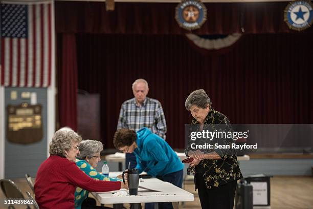 Republican primary voters check in at American Legion Post 7 on February 20, 2016 in Lexington, South Carolina. Today's vote is traditionally known...