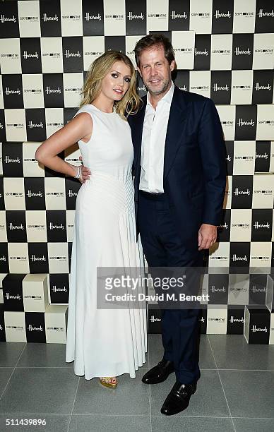 Lady Kitty Spencer and a guest attend the Serpentine Future Contemporaries x Harrods Party 2016 at The Serpentine Sackler Gallery on February 20,...