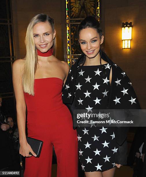 Natasha Poly and Luma Grothe attend the Gareth Pugh show during London Fashion Week Autumn/Winter 2016/17 at on February 20, 2016 in London, England.