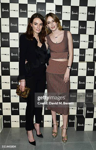 Lady Violet Manners and Lady Alice Manners attend the Serpentine Future Contemporaries x Harrods Party 2016 at The Serpentine Sackler Gallery on...