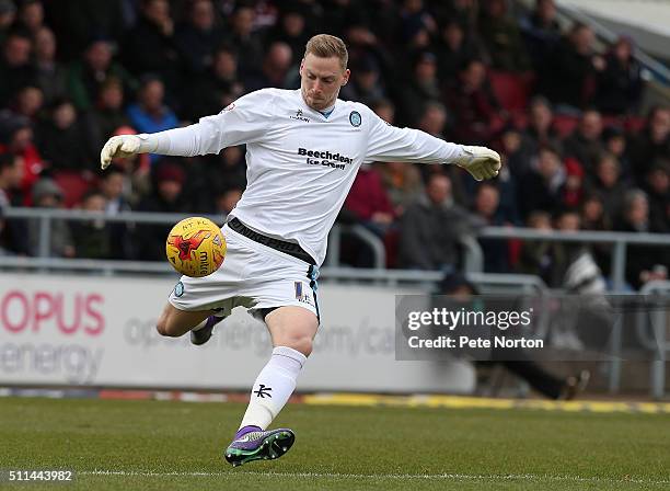 Ryan Alsop of Wycombe Wanderers in action during the Sky Bet League Two match between Northampton Town and Wycombe Wanderers at Sixfields Stadium on...