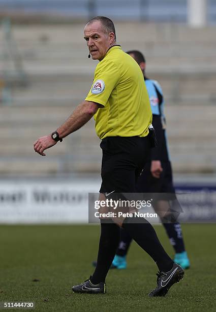 Referee Graham Sailisbury in action during the Sky Bet League Two match between Northampton Town and Wycombe Wanderers at Sixfields Stadium on...