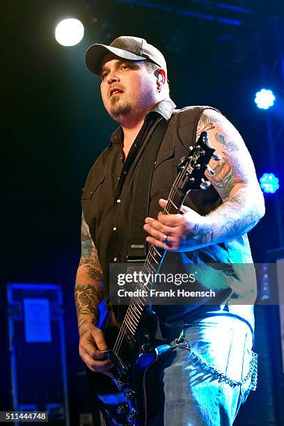 Singer Chris Robertson of the American band Black Stone Cherry performs live during a concert at the Postbahnhof on February 20, 2016 in Berlin,...