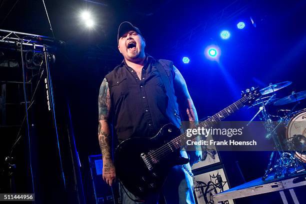 Singer Chris Robertson of the American band Black Stone Cherry performs live during a concert at the Postbahnhof on February 20, 2016 in Berlin,...