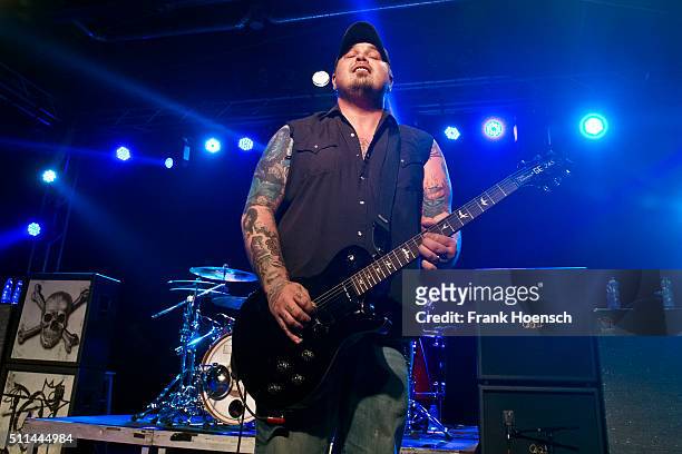 Singer Chris Robertson of the American band Black Stone Cherry performs live during a concert at the Postbahnhof on February 20, 2016 in Berlin,...