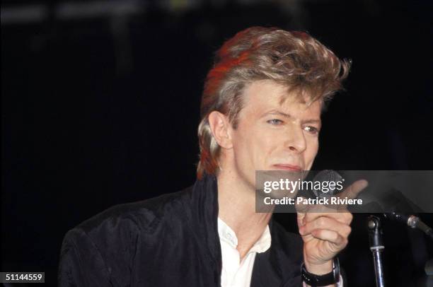 SINGER DAVID BOWIE PERFORMS DURING HIS GLASS SPIDER TOUR IN 1987, AT SYDNEY ENTERTAINMENT CENTRE. .