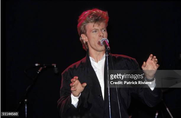 SINGER DAVID BOWIE PERFORMS DURING HIS GLASS SPIDER TOUR IN 1987, AT SYDNEY ENTERTAINMENT CENTRE. .