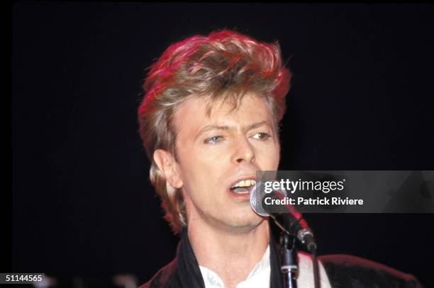 SINGER DAVID BOWIE PERFORMS DURING HIS GLASS SPIDER TOUR IN 1987, AT SYDNEY ENTERTAINMENT CENTRE. .