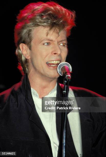 SINGER DAVID BOWIE PERFORMS DURING HIS GLASS SPIDER TOUR IN 1987, AT SYDNEY ENTERTAINMENT CENTRE. .