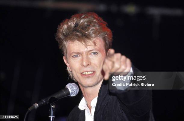 SINGER DAVID BOWIE PERFORMS DURING HIS GLASS SPIDER TOUR IN 1987, AT SYDNEY ENTERTAINMENT CENTRE. .