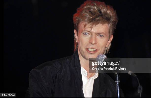 SINGER DAVID BOWIE PERFORMS DURING HIS GLASS SPIDER TOUR IN 1987, AT SYDNEY ENTERTAINMENT CENTRE. .