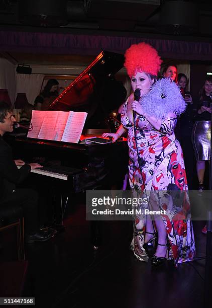 Beth Ditto performs at the Marc Jacobs Beauty dinner at the Club at Park Chinois on February 20, 2016 in London, England.
