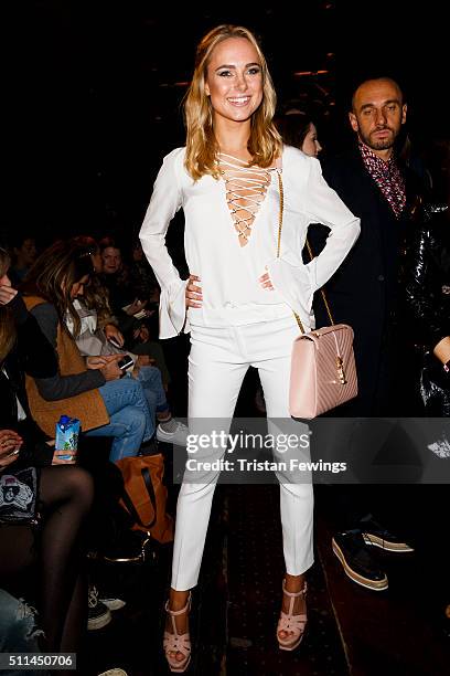 Kimberley Garner attends the Julien Macdonald show during London Fashion Week Autumn/Winter 2016/17 at on February 20, 2016 in London, England.