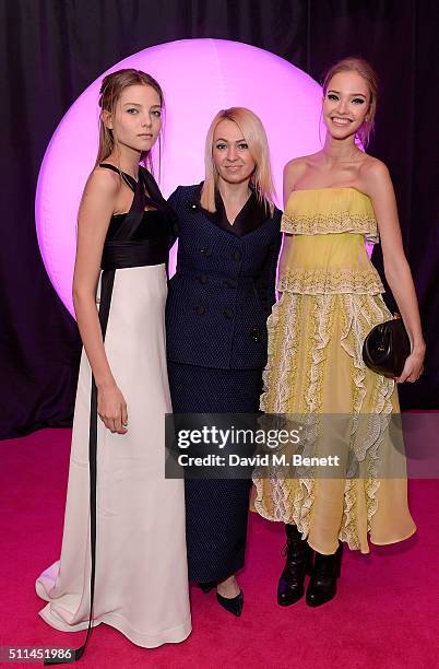 Sascha Luss and Alesya Kafelnikova with guest at The Naked Heart Foundation's Fabulous Fund Fair in London at Old Billingsgate Market on February 20,...