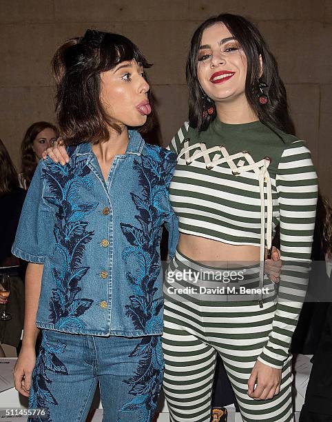 Foxes and Charli XCX attend the House of Holland show during London Fashion Week Autumn/Winter 2016/17 at TopShop Show Space on February 20, 2016 in...