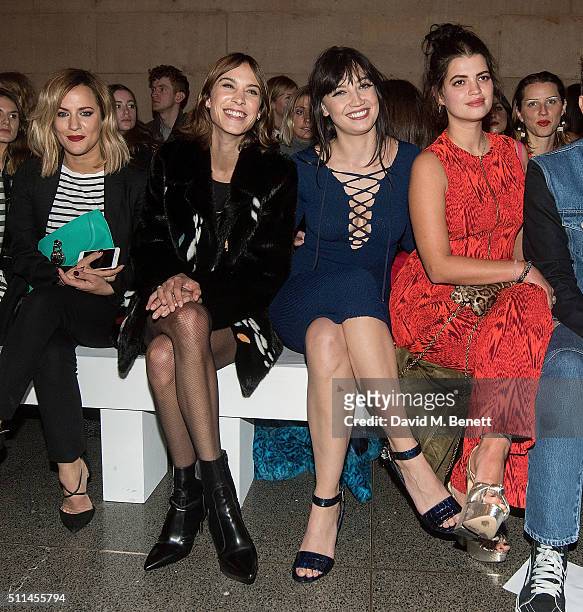 Caroline Flack, Alexa Chung, Daisy Lowe and Pixie Geldof attend the House of Holland show during London Fashion Week Autumn/Winter 2016/17 at TopShop...