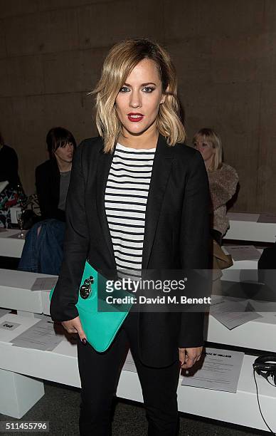 Caroline Flack attends the House of Holland show during London Fashion Week Autumn/Winter 2016/17 at TopShop Show Space on February 20, 2016 in...