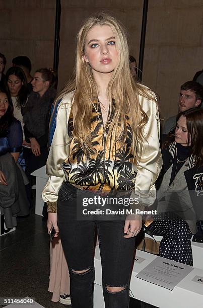 Anais Gallagher attends the House of Holland show during London Fashion Week Autumn/Winter 2016/17 at TopShop Show Space on February 20, 2016 in...