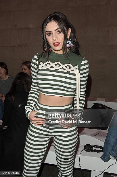 Charli XCX attends the House of Holland show during London Fashion Week Autumn/Winter 2016/17 at TopShop Show Space on February 20, 2016 in London,...