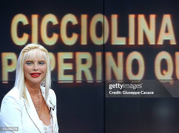 La Cicciolina annouces that she will run for the mayoral post in the forthcoming Milan local elections August 5, 2004 in Milan, Italy.