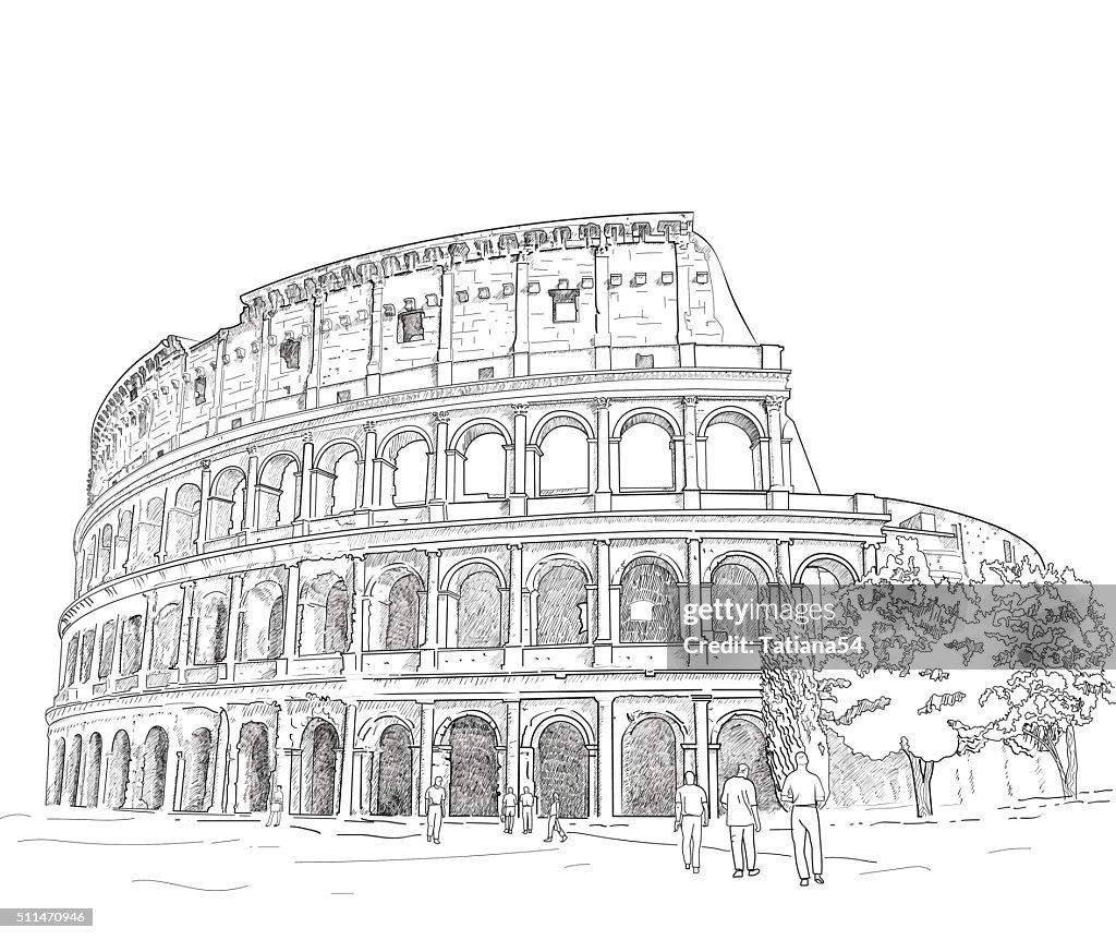 Draw Roman Coliseum Roman Coliseum Drawing