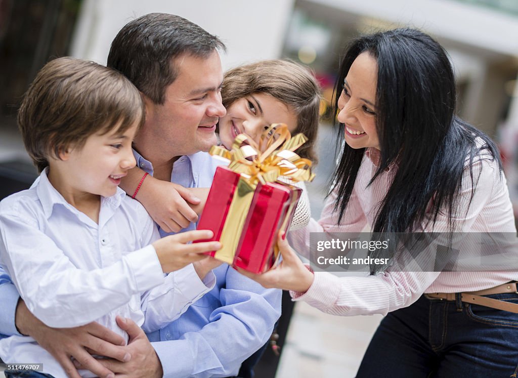 Family celebrating father's day