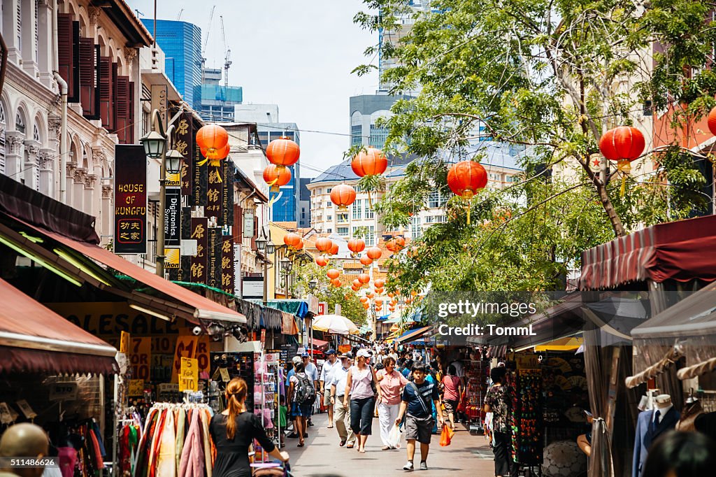 People Shopping in Chinatown, Singapore