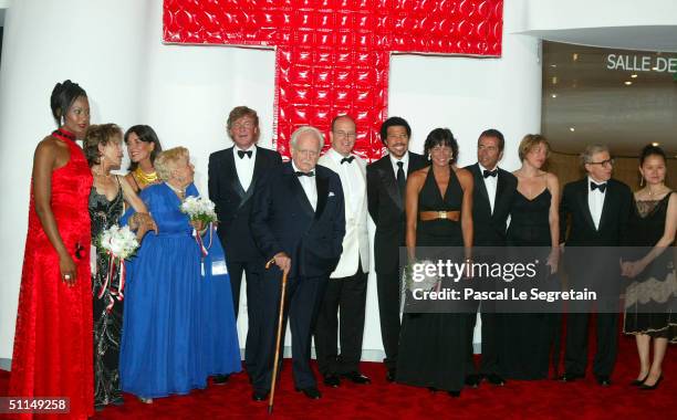 From left to right: Corinne Coman, Miss France 2003, Princess Ann de Massy, daughter of Princess Antoinette , Princess Caroline of Hanovre and her...