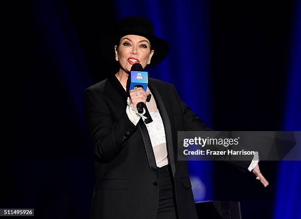 Personality Kris Jenner speaks onstage during the first ever iHeart80s Party at The Forum on February 20, 2016 in Inglewood, California.
