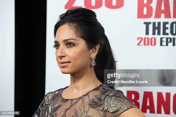 Actress Aarti Mann arrives at the CBS's "The Big Bang Theory" Celebrates 200th Episode at the Vibiana on February 20, 2016 in Los Angeles, California.