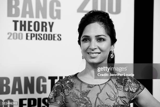 Actress Aarti Mann arrives at the CBS's "The Big Bang Theory" Celebrates 200th Episode at the Vibiana on February 20, 2016 in Los Angeles, California.