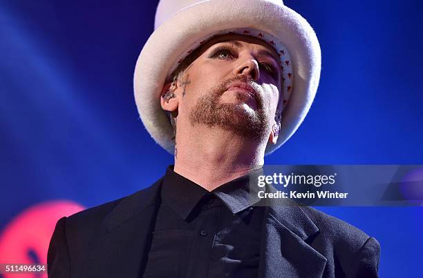Recording artist Boy George of music group Culture Club performs onstage during the first ever iHeart80s Party at The Forum on February 20, 2016 in...