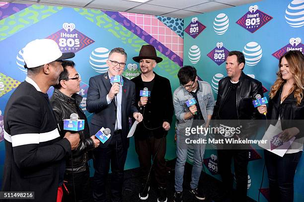 Musicians Mikey Craig and Jon Moss of Culture Club, iHeartRadio personality Sean Valentine, singer Boy George of Culture Club, iHeartRadio...
