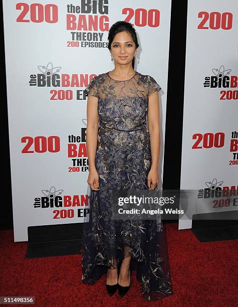 Actress Aarti Mann arrives at CBS's "The Big Bang Theory" Celebrates 200th Episode at Vibiana on February 20, 2016 in Los Angeles, California.