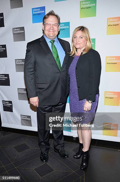Actor Andy Richter and wife Sarah Thyre attend the Young Literati 8th Annual Toast at Avalon on February 20, 2016 in Hollywood, California.