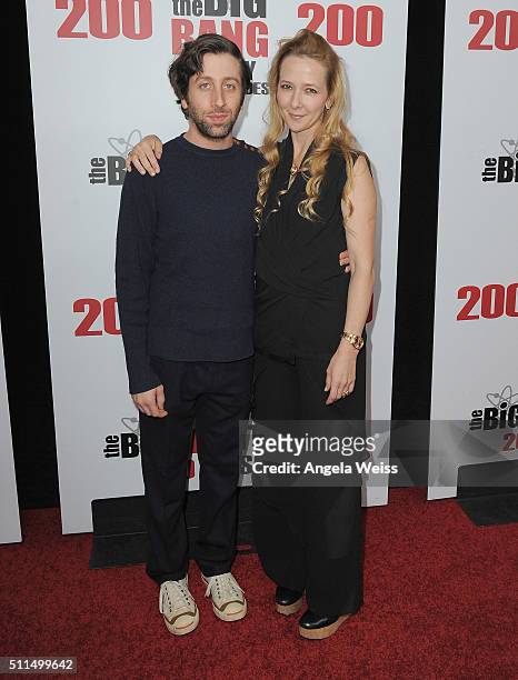 Actor Simon Helberg and his wife actress Jocelyn Towne arrive at CBS's "The Big Bang Theory" Celebrates 200th Episode at Vibiana on February 20, 2016...