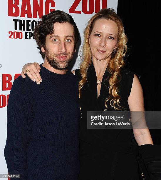 Actor Simon Helberg and wife Jocelyn Towne attend "The Big Bang Theory" 200th episode celebration at Vibiana on February 20, 2016 in Los Angeles,...