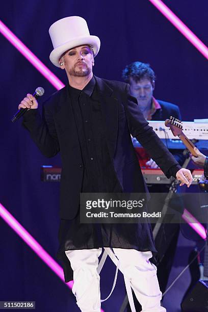 Recording artist Boy George of music group Culture Club performs on stage during the iHeart80s Party 2016 at The Forum on February 20, 2016 in...