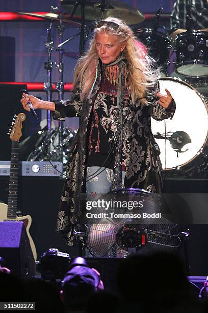 Recording artist Dale Bozzio of music group Missing Persons performs on stage during the iHeart80s Party 2016 at The Forum on February 20, 2016 in...