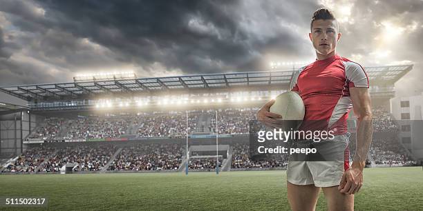 rugby player portrait - rugby league stockfoto's en -beelden