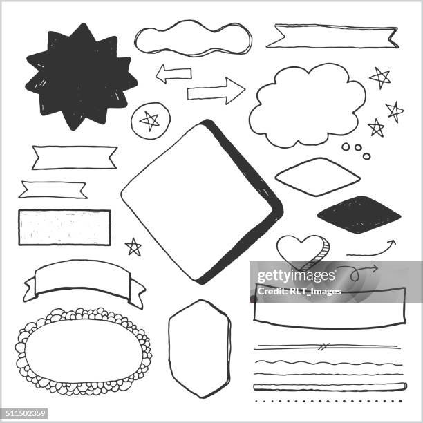 banners & frames doodles — vector elements - loopy stock illustrations