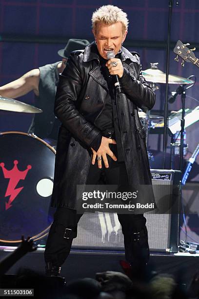 Recording artist Billy Idol performs on stage during the iHeart80s Party 2016 at The Forum on February 20, 2016 in Inglewood, California.