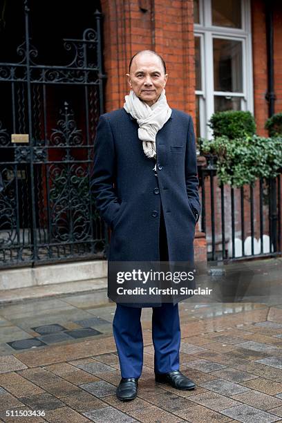 Footwear and accessories designer Jimmy Choo on day 2 during London Fashion Week Autumn/Winter 2016/17 on February 20, 2016 in London, England.