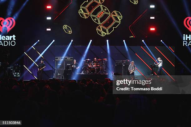 Music group Loverboy perform on stage during the iHeart80s Party 2016 at The Forum on February 20, 2016 in Inglewood, California.
