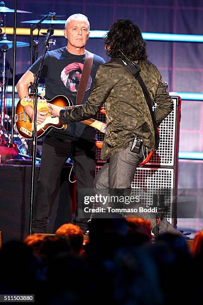 Recording artists Roland Orzabal and Curt Smith of music group Tears for Fears performs on stage during the iHeart80s Party 2016 at The Forum on...