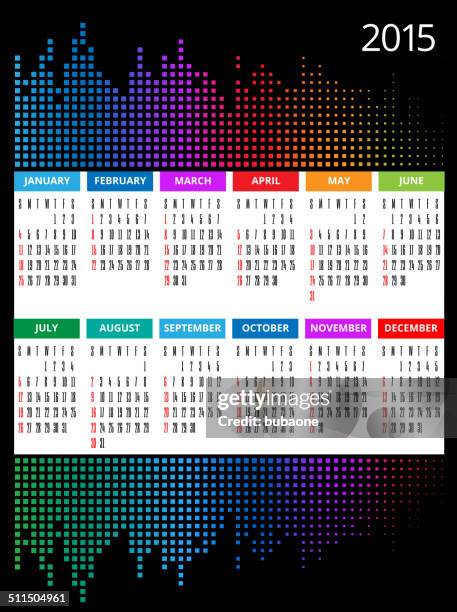 unique 2015 calendar with squares - lineup stock illustrations